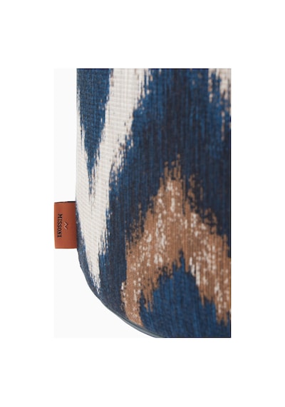 Missoni Ikat Zigzag Puf, Mavi-çok Renkli Italyan Tasarım Yuvarlak Puflar 40 X 30 Cm