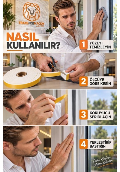 Tr 12 Metre Kapı Pencere İzolasyon Süngeri 22x8 Mm Yapışkanlı Yalıtım Bandı 723804