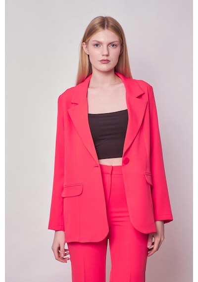 Kadın Yakalı Cep Kapaklı Uzun Kol Hafif Likralı Kumaş Oversize Blazer Ceket Pantolonu Jument 40075 -mercan MERCAN Kadın Yakalı Cep Kapaklı Uzun Kol Hafif Likralı Kumaş Oversize Blazer Ceket Pantolonu Jument 40075 -mercan MERCAN