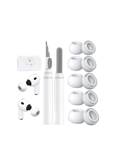 Airpods Pro 3 Nesil İçin 5 Çift Yedek Kulak Ucu, Dahili Toz Koruma Ekranı, Airpods Pro 3. 2025 İçin Temizleyici Kalem Silikon Kulak Uçları 5 Boyut-xxs/xs/s/m/l -beyaz