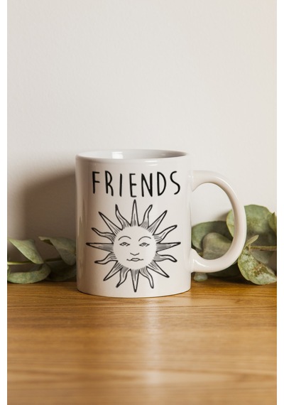 Ikra Medya - Ay Ve Güneş Best Friends Kupa Bardak- Makinede Yıkanabilir Beyaz