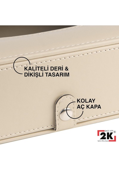 2k Suni Deri Peçetelik Mendil Kutusu 13 24 6 Cm. Bej Çok Renkli