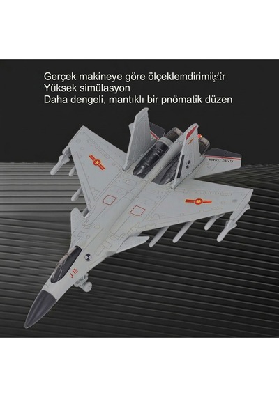 23 Cm J-15 Askeri Jet Replika Modeli - Aydınlatmalı Geri Çekmeli Hava Aracı Çocuk Maketi Piller Hazır Kullanıma Dahil