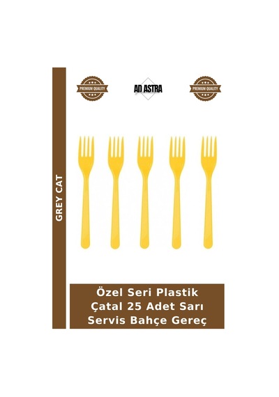 Özel Seri Plastik Çatal 25 Adet Sarı Servis Bahçe Gereç