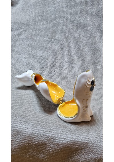 Zirkon Taşlı Emaye Beyaz Kedi Kutu Biblo 001