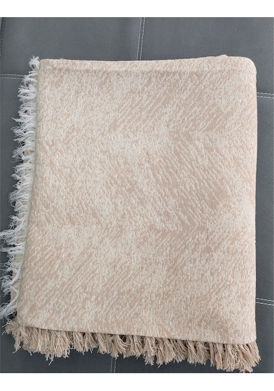 Pamuklu Kaymaz Alaca Maxi Boy Kolları Kapatan Koltuk Örtüsü 170x320 -bej Bej