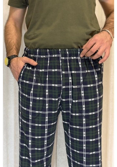 Erkek Desenli Cepli Lastikli Bel Pijama Altı Yeşil