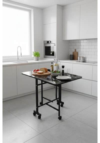 Alchair Almira 70x110 Atlantik Çam Açılabilir Katlanabilir Tekerlekli Masa