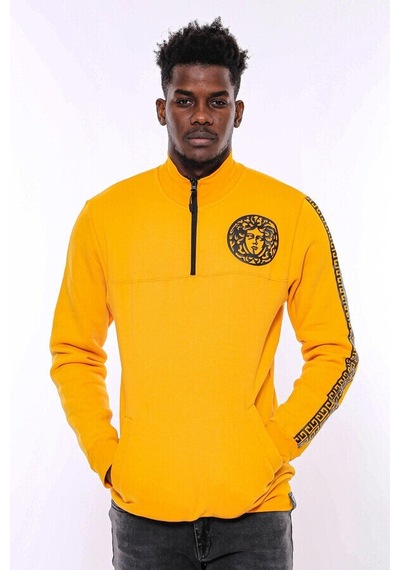 Wessi Sarı Fermuarlı Baskılı Sweatshirt Sarı