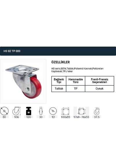 Döner Servis Tekeri Tablalı Termokauçuk Uygur 80 Mm 4 Adet