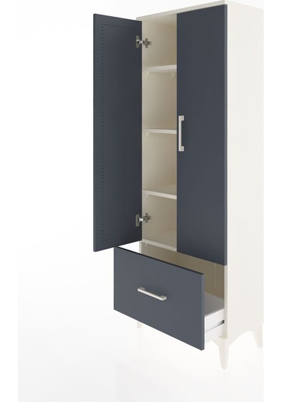 Arges Dolap 4 Raflı Tek Çekmeceli 2 Kapaklı 60x30x163 Aytaşı-... Aytaşı