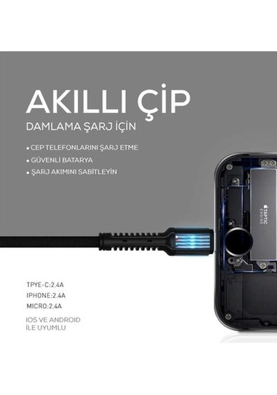 Zore Ls63 Lightning Usb Kablo-Gri