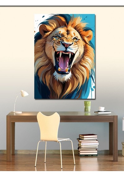Kanvas Tablo Kükreyen Aslan Portresi 70cmx100cm