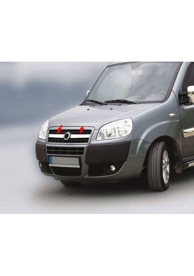 Fiat Doblo 2005-2006-2007-2008-2009-2010 Krom Ön Panjur 2 Parça Paslanmaz Çelik