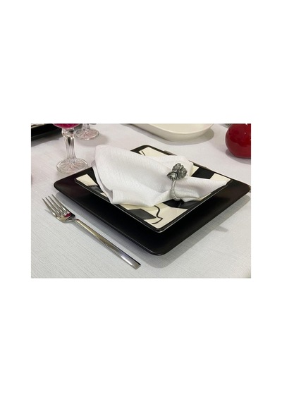 Zeren Home Keten Görünümlü Dertsiz Simli Masa Örtüsü Beyaz, 150 X 240 Diğer