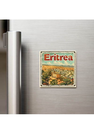 Eritre Eritrea - Posta Pulu Temalı Ülke - Baskılı Buzdolap Magneti Kare - 9x9 Cm
