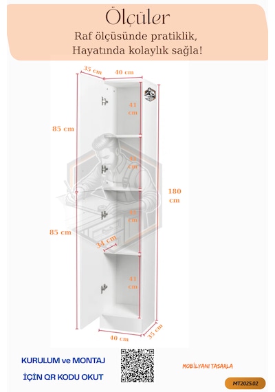 Tamamı Mdf Modern 2 Kapaklı Içi Raflı Çok Amaçlı Dolap