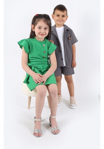 Aden Kids Sax Mavisi Kız Çocuk Prenses Elbise 2-8 Yaş - Doğum Günü Ve Parti Elbisesi Çanta Hediyeli Yeşil