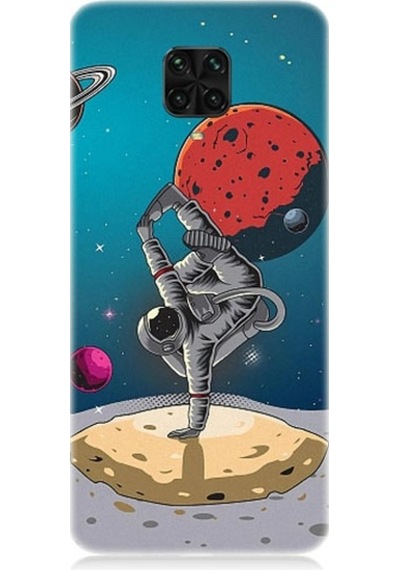 Xiaomi Redmi Note 9 Pro Uyumlu Break Dans Yapan Astronot Desenli Silikon Kılıf