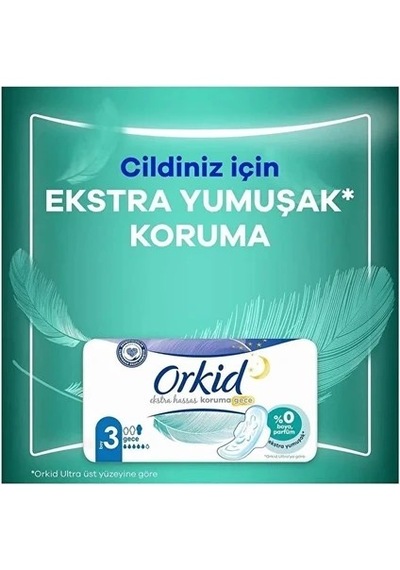 Orkid Extra Hassas Koruma Gece Hijyenik Ped 3 x 6'lı