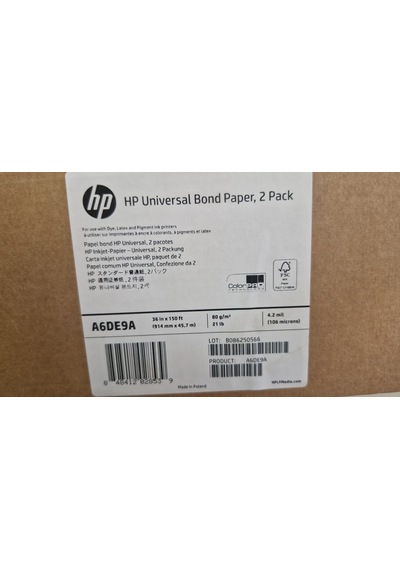 Hp A6de9a Universal Bond Kağıdı İkili Paket - 914.4 Mm X 45.72 Mt