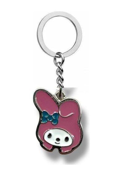 Anime Melody & Kuromi Pembe Figürlü Metal Anahtarlık Kawaii Tarzda Zamak Kaplama Sevimli Aksesuar