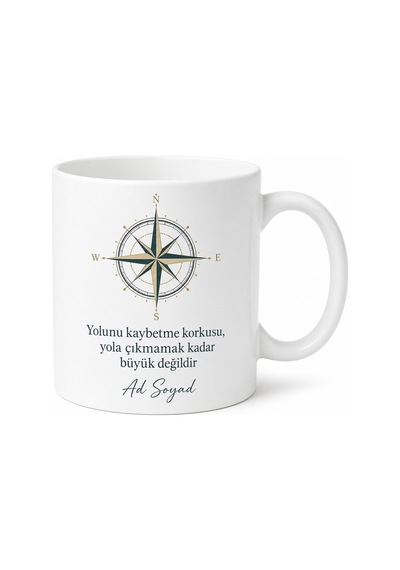 İsme Özel Yol Gösterici Yazılı Kupa Bardak Hediye Özel Tasarım Baskılı Kupa Beyaz / Çok Renkli