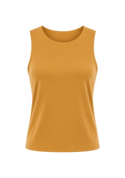 Bonbon Kadın Basic Kolsuz İçi Yarım Astarlı Tshirt Bb2538 Hardal