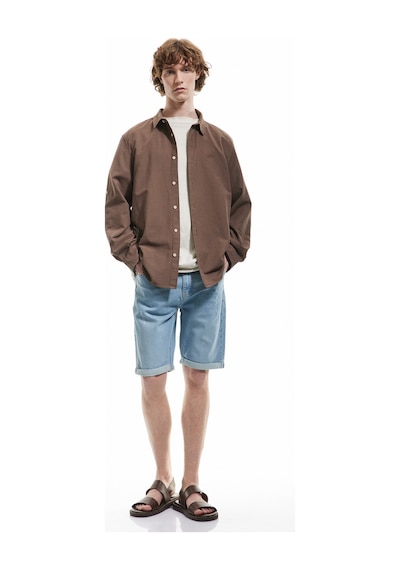 Koton Pamuklu Katlamalı Paça Bermuda Slim Fit Denim Şort Bleach 5sam40001ıd Açık Mavi