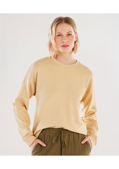 Yargıcı Dikiş Ve Yırtmaç Detaylı Bisiklet Yaka Sweatshirt 25yksw9003x 017 Bej