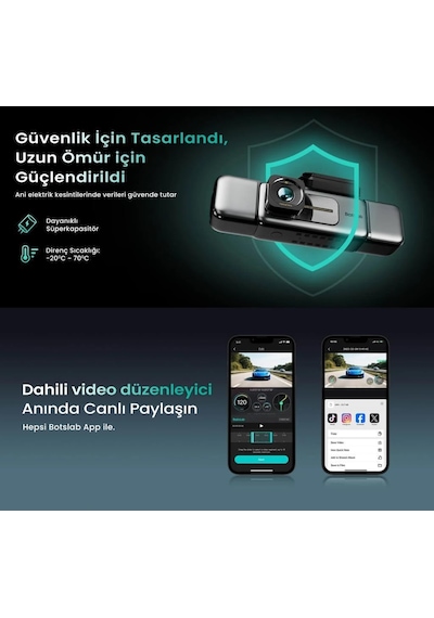 Ses Kontrolü,3 Kanallı 3,18 İnç Dokunmatik Ekran, 2160p + 1080p + 1080p Ön Ve Arka İç Döngü Kaydı, 5,8 Ghz Wifi