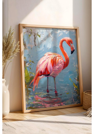 Flamingo Yağlı Boya Çerçeveli Tablo - Pop Art Poster Tablo