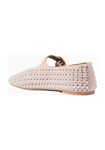 Kurt Geiger Mayfair Süet Kristal Taşlı Lüks Tasarım Kadın Babet Pembe 40
