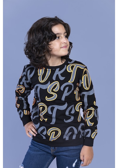Toontoy Kids Toontoy Erkek Çocuk Komple Baskılı Sweatshirt Siyah