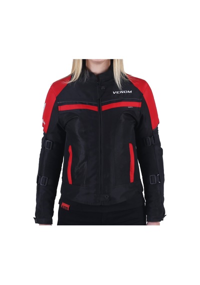 Venom Dynamic Pro Siyah Kırmızı Kadın 4 Mevsim Motosiklet Montu Venom Dynamic Pro Siyah Kırmızı Kadın 4 Mevsim Motosiklet Montu