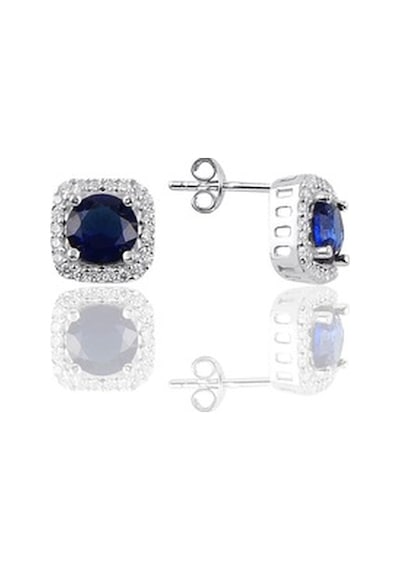 Gümüş Rodyumlu Safir Taşlı Kare Üçlü Set