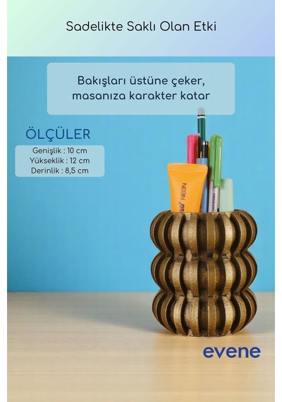 Kalemlik Masa Kalemliği Organizer Kalemlik Altın Eskitme Renk Model 75 Çok Renkli
