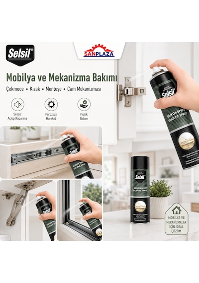 Selsil Silikon Sprey 500 Ml Şeffaf Yağlayıcı Su İtici Ve Ses Önleyici Bakım Spreyi 5 Adet