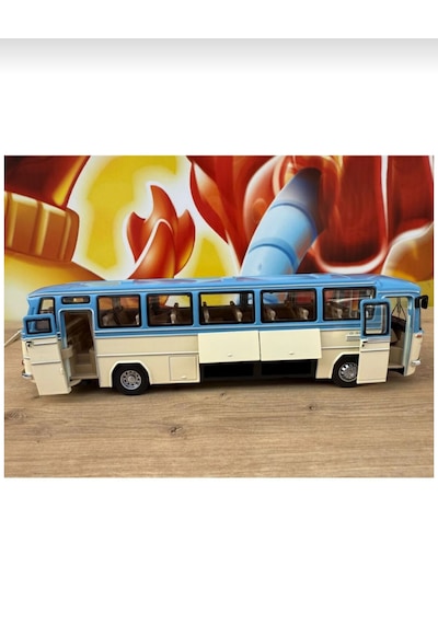 1:24 Mercedes Benz Otobüs Eski Nostaljik Otobüs Krem-mavi 25cm
