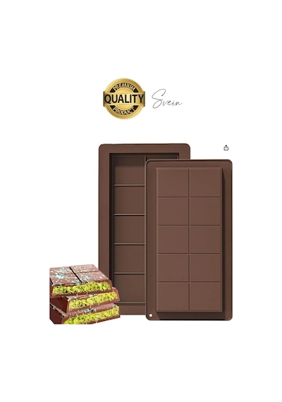 10 Bölmeli Dubai Çikolatası Kalıbı Silikon Bpa Free Kek Yapma Yıkanabilir Isıya Dayanıklı Esnek Standart