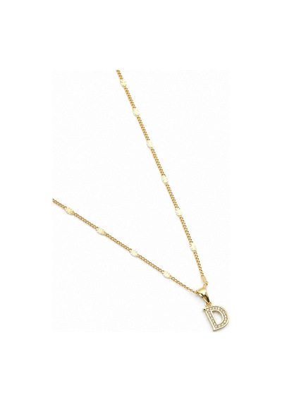 Xuping Gold Renkli, Zirkon Taşlı D Harfi Kolyesi - 45 Cm Anti-alerjik