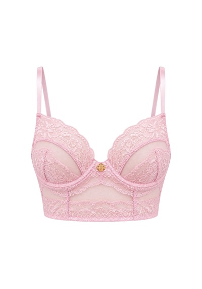 Pastivelle Şeker Pembesi Dantelli Longline Sütyen Pembe