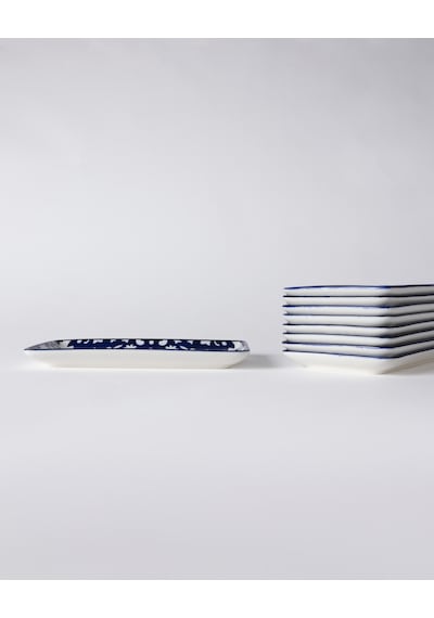 Madame Coco Reve Bleu Mais Dikdörtgen Tabak Seti - 22 Cm - Mavi/beyaz 8684427358405 Çok Renkli