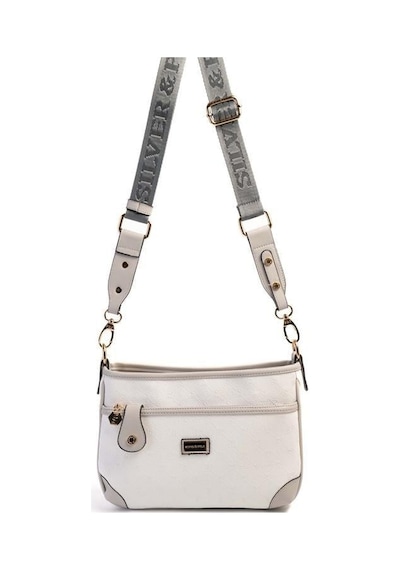 Silver Polo Sp1160 Kadın Çapraz Çanta Logolu Beyaz-a.gri