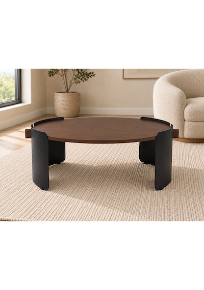 Orbit Yuvarlak Orta Sehpa Çap 90cm Mat Ceviz Ve Mat Siyah Metal Ayak 35cm Modern Tasarım Dekoratif Ceviz - Siyah Orbit Yuvarlak Orta Sehpa Çap 90cm Mat Ceviz Ve Mat Siyah Metal Ayak 35cm Modern Tasarım Dekoratif Ceviz - Siyah