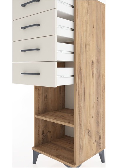 Hyperion Dolap Tek Raflı 4 Çekmeceli 44x44x134 Çam-aytaşı Atlas Çam