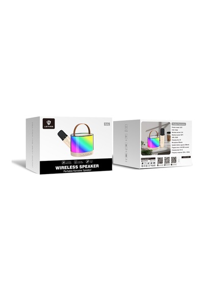 Lenyes S229 Rgb Işıklı Askılı Mikrofonlu Bluetooth Speaker Hoparlör V5.3 Bej