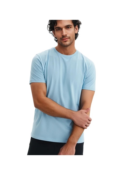 Arma Ar-ma Erkek Bisiklet Yaka Tişört Baskisiz Basic Örme Kumaş Regular Fit %100 Pamuk 30/1 Penye Süprem Y31344408202 Mavi-m2