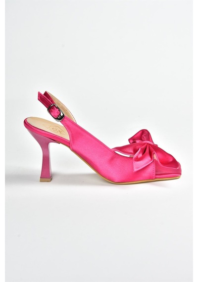 Fox Shoes Fuşya Saten Kurdele Detaylı Kadın Topuklu Ayakkabı K749384904 Fuşya