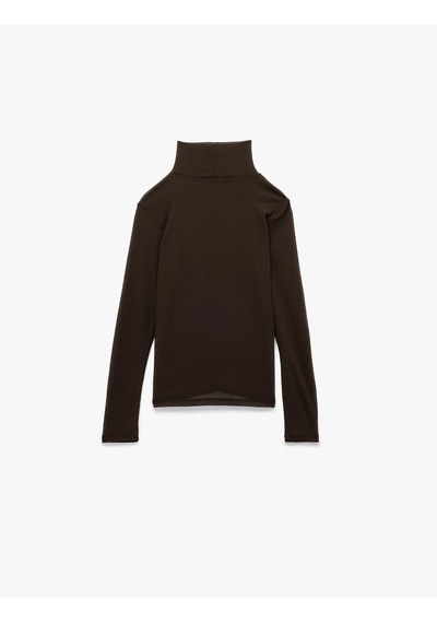 Koton Slim Fit Balıkçı Yaka Uzun Kollu Tişört Kahverengi 6wak50001uk Kahve